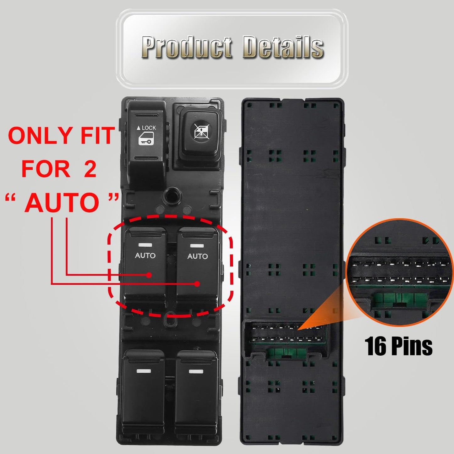 93570-2P200 Front Left Power Control Window Switch Driver Compatible with 2010-2012 Kia Sorento, Driver Side Electric Master Window Switch Replacement for Sorento 2010 2011 2012 Replace OE 935702P200