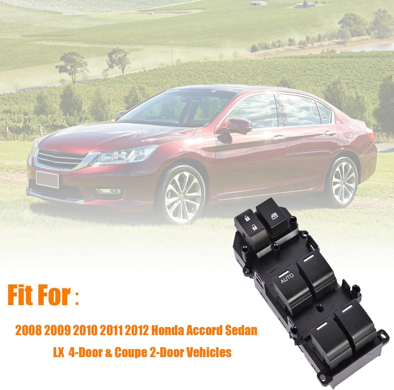 Front Left Driver Side Master Window Switch Compatible with Honda Accord Sedan 2008-2012 Replace OE 35750-TB0-H01 | Fit for 08-12 Honda Accord Power Window Master Single Auto Switch Buttons