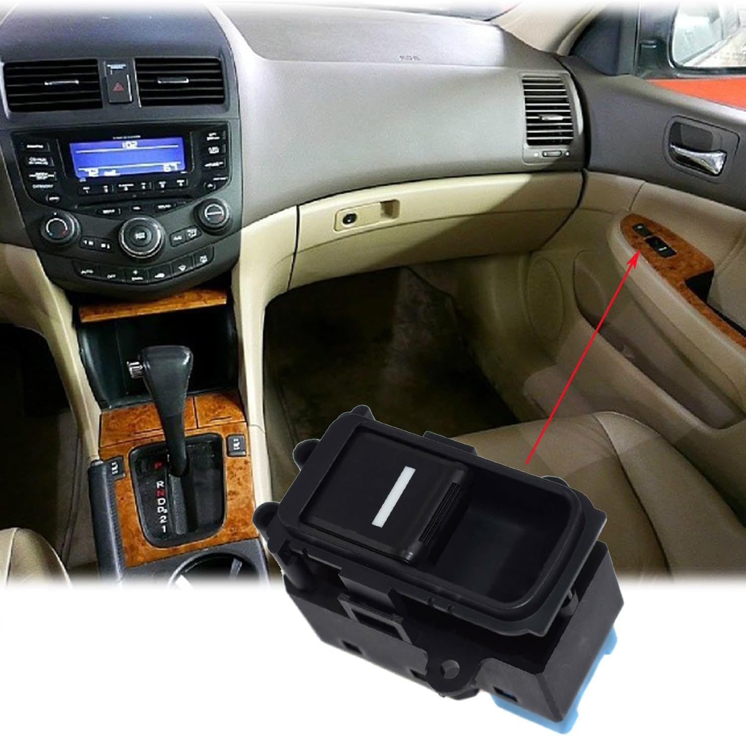 Power Window Control Switch Button Fit for Honda Accord 7th 2.4L 2003-2007, Replaces OE 35770-SDA-A01,35770-SDA-A21 Rear Left Right Passenger Driver Side Power Window Master Switch