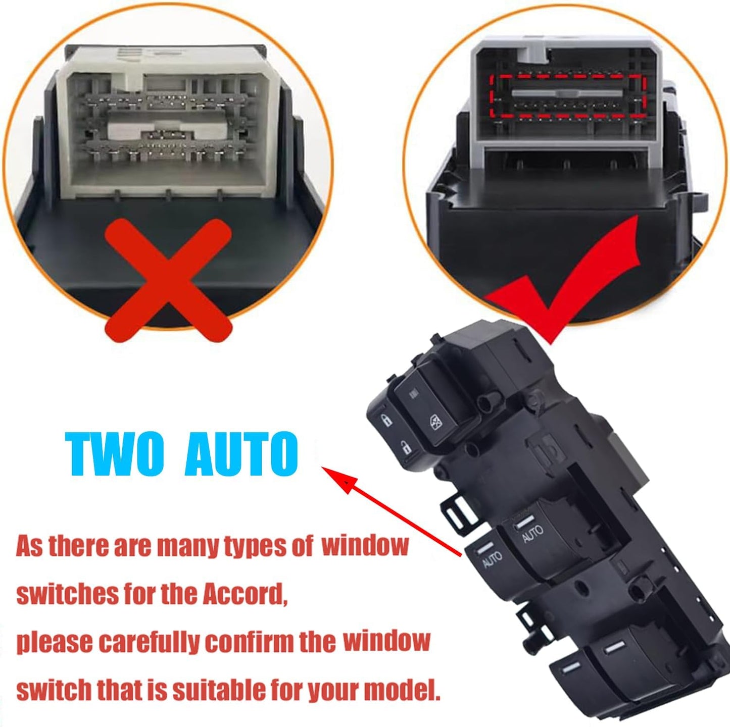 Front Left Driver Side Master Window Switch Compatible with Honda Accord Sedan EX-L 2013 2014 2015 2016 2017, Replace OE 35750T2AA01,35750-T2A-A01 | Fit for Driver Side Double Auto Switch Button
