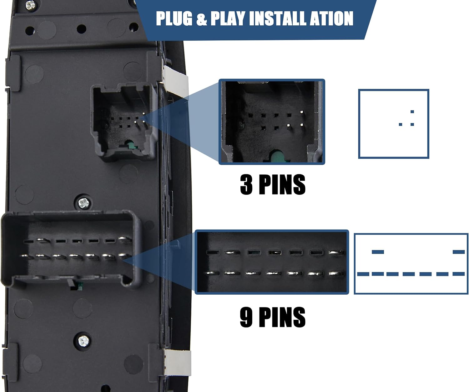 Driver side power window switch connector view