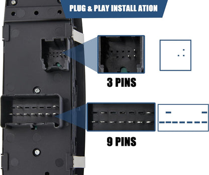 Driver side power window switch connector view