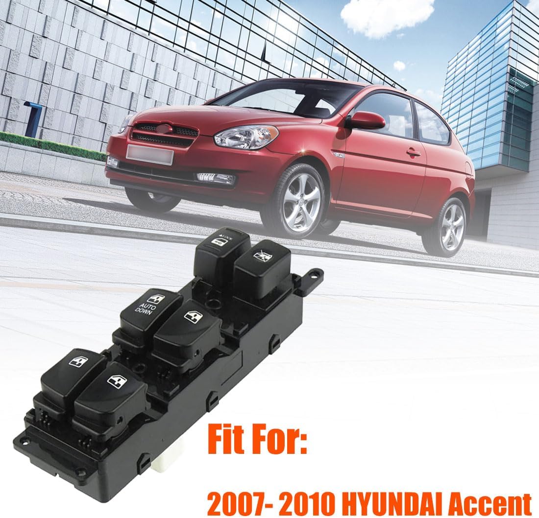 93570-1E110 Front Left Power Control Window Switch Driver Compatible with 2007-2008 Hyundai Accent Replace OE 93570 1E110 Replacement for Driver Side Electric Master Window Switch for Accent 2007-2008
