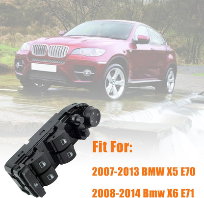 Power Window Switch Fit for BMW X5 Series E70 2007-2013, Compatible with BMW X6 E71 Series 2008-2014, Replace OEM 61319122117 Front Left Driver Side Power Window Master Control Switch Button