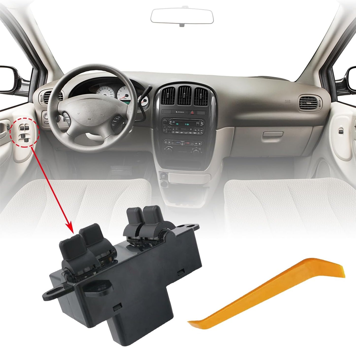 Power Window Master Control Switch Fit for Chrysler Town & Country, Dodge Caravan/Dodge Grand Caravan 2004-2007 Replace OE 4685732AC, 901449 for Front Left Driver Side Power Window Switch Button