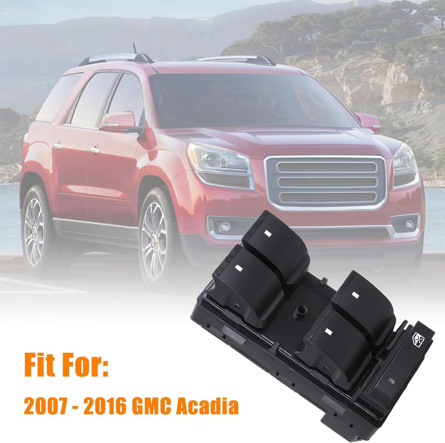 Power Window Control Switch fit for 2007-2016 GMC Acadia Replace OEM 20945224 901990, Front Left Driver Side Power Window Master Control Switch Button with Red Light