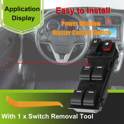 Front Left Power Control Window Switch Driver Compatible with 2007-2011 Honda CRV Replace# 35750-SWA-K01 for Driver Side Power Master Window Switch for CR-V 2007 2008 2009 2010 2011