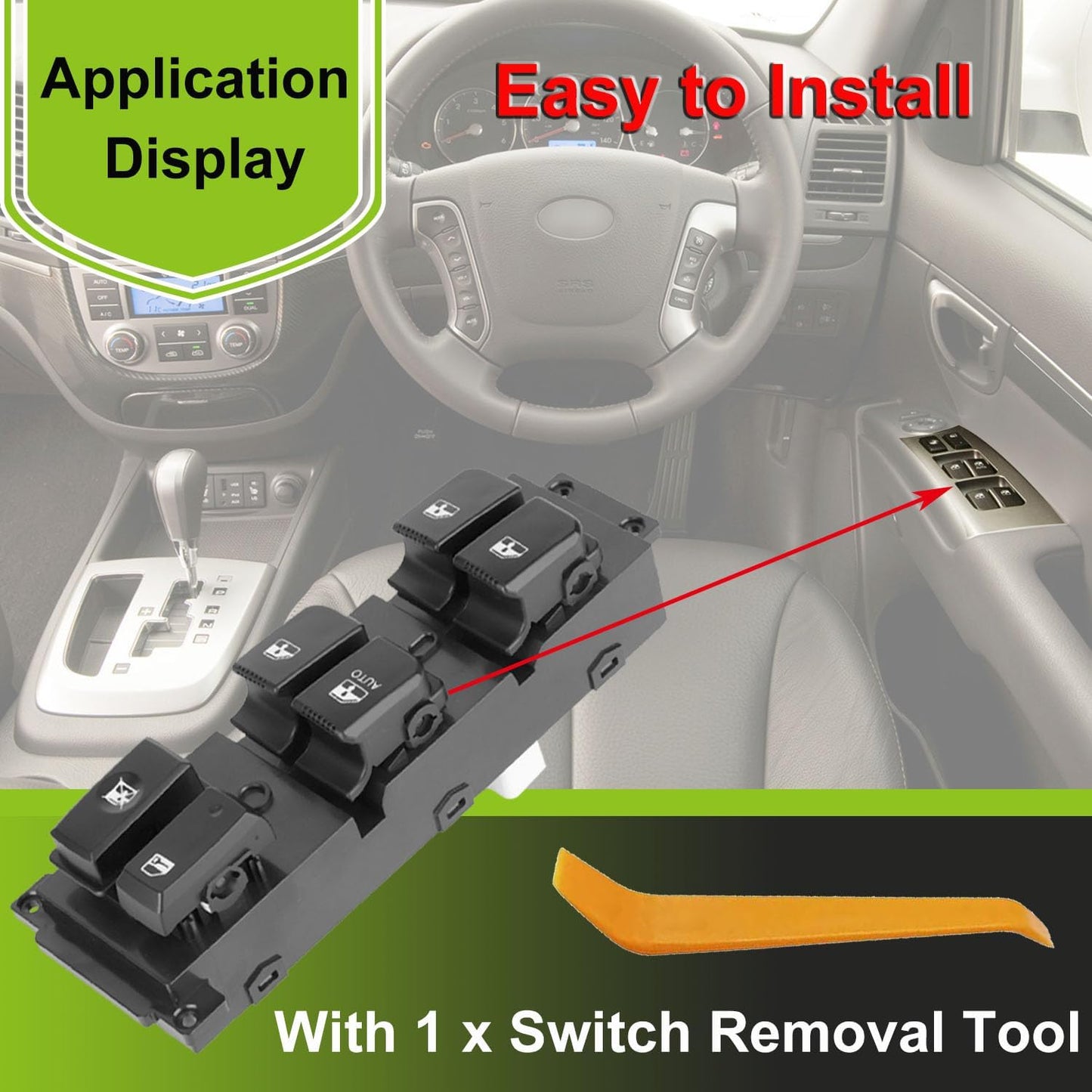 93570-2B000S4 Front Left Power Auto Window Switch Driver Compatible with 2007-2011 Hyundai Santa Fe CM Replace OE 93570-2B830 Driver Side Electric Master Window Switch Fit for Santa Fe CM 2007-2011