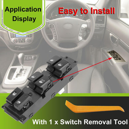 93570-2B000S4 Front Left Power Auto Window Switch Driver Compatible with 2007-2011 Hyundai Santa Fe CM Replace OE 93570-2B830 Driver Side Electric Master Window Switch Fit for Santa Fe CM 2007-2011