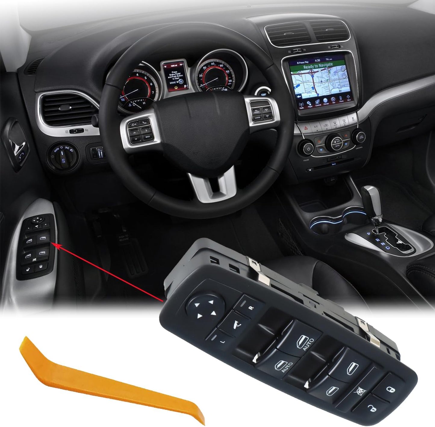 Door Master Power Window Control Switch Replacement for Dodge Journey Chrysler Replace OEM 56046826AE, 56046826AC 56046826AD, Front Left Driver Side Power Window Switch Button