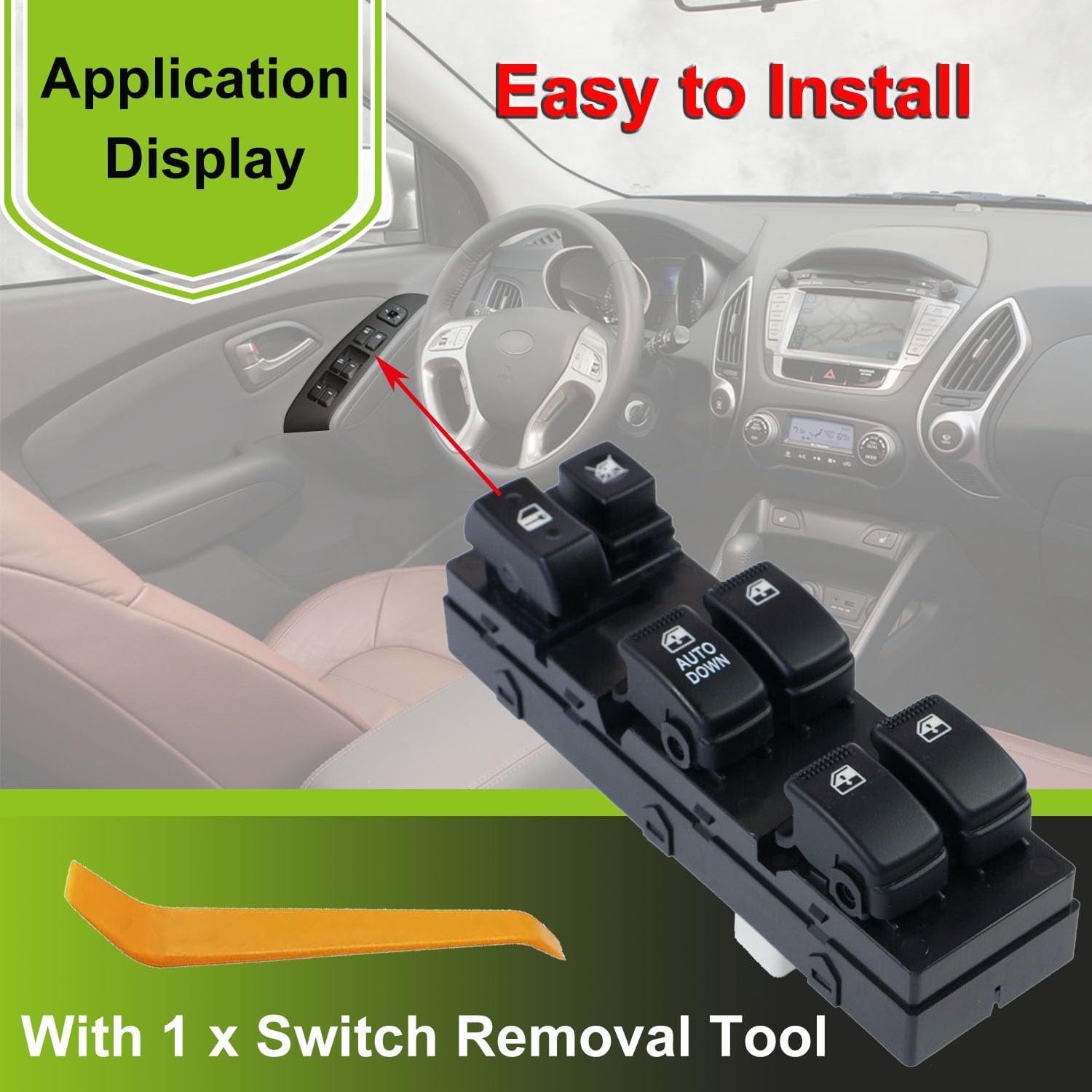 93570-2E000 Front Left Power Control Window Switch Driver Compatible with 2005-2010 Hyundai Tucson Replace OE 935702E200, 935702E000 Driver Side Electric Window Switch Replacement for Tucson 2005-2013