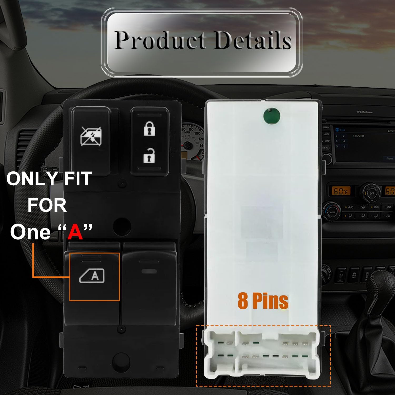 Front Drive Side Power Window Master Control Switch Fit for Nissan Frontier 2006-2016 King Cab/Extended Cab Replaces OE# 25401-ZP50A