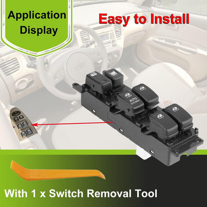 93570-1G110 Front Left Power Control Window Switch Driver Compatible with 2006-2010 KIA Rio Rio Hybrid Replace OE 93570 1G110 Fit for Driver Side Electric Master Window Switch for Rio Hybrid 2006-2010