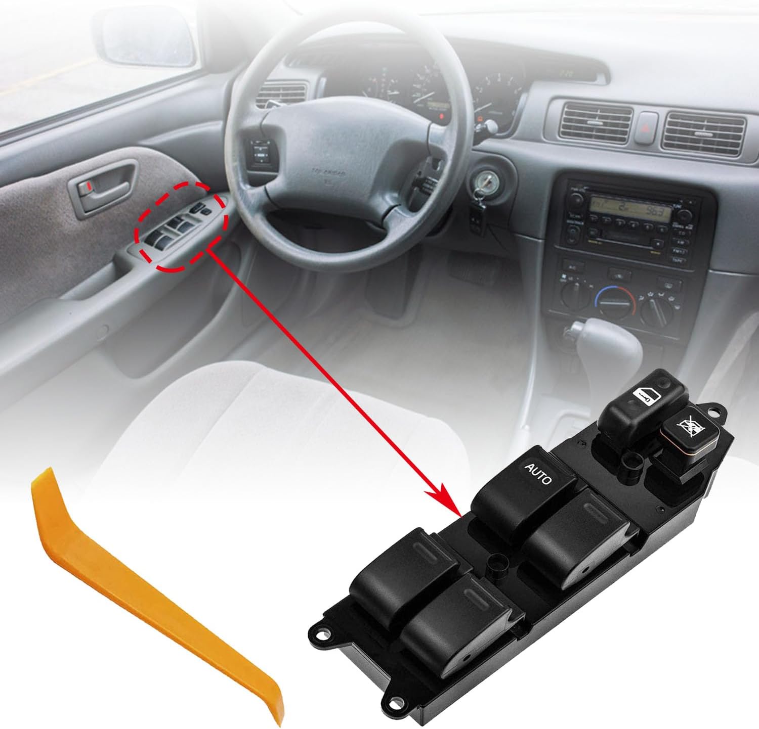 Power Window Master Control Switch Button Fit for Toyota Camry 1997-2001 for Toyota Corolla 1998-2002 Replace OEM 84820-AA011, 84820AA011, 901-702 for Front Left Driver Side Power Window Switch Button