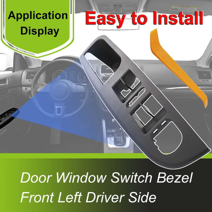 1K4868049B Front Left Side Door Window Switch Bezel Cover Replacement for VW Jetta 2005-2010 Replace OEM# 1K4868049C, Door Window Switch Bezel Cover Fit for VW MK5 2005-2010