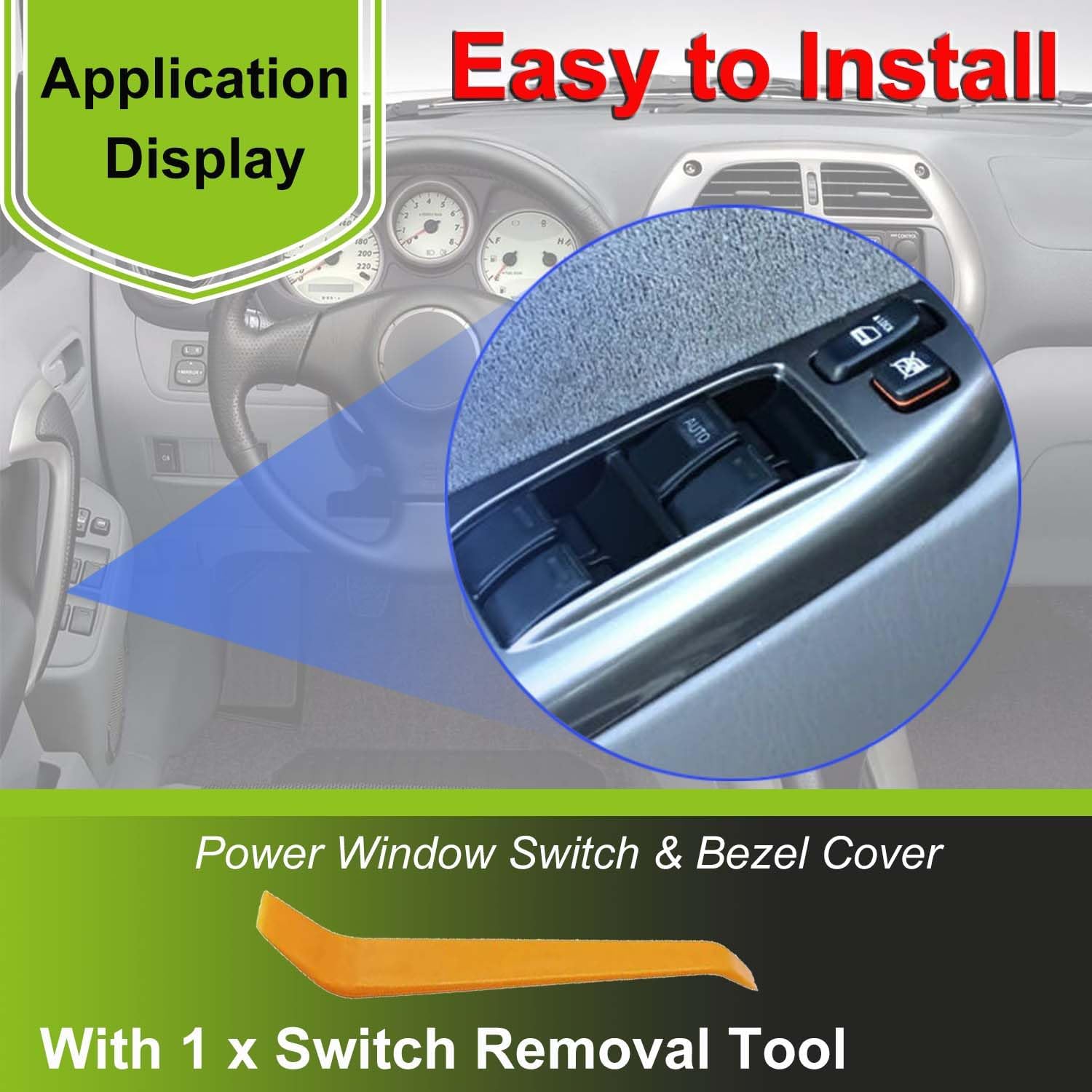 74232-42080-E0 Front Left Side Door Window Switch & Bezel Cover Replacement for Toyota RAV4 2001-2005 Replace OEM# 84820-12480, Door Window Switch & Bezel Cover Fit for RAV4 01 02 03 04 05