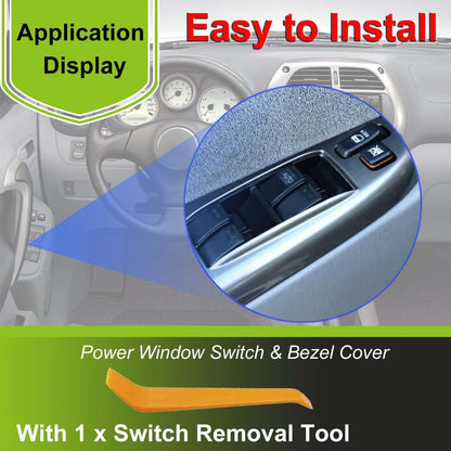74232-42080-E0 Front Left Side Door Window Switch & Bezel Cover Replacement for Toyota RAV4 2001-2005 Replace OEM# 84820-12480, Door Window Switch & Bezel Cover Fit for RAV4 01 02 03 04 05