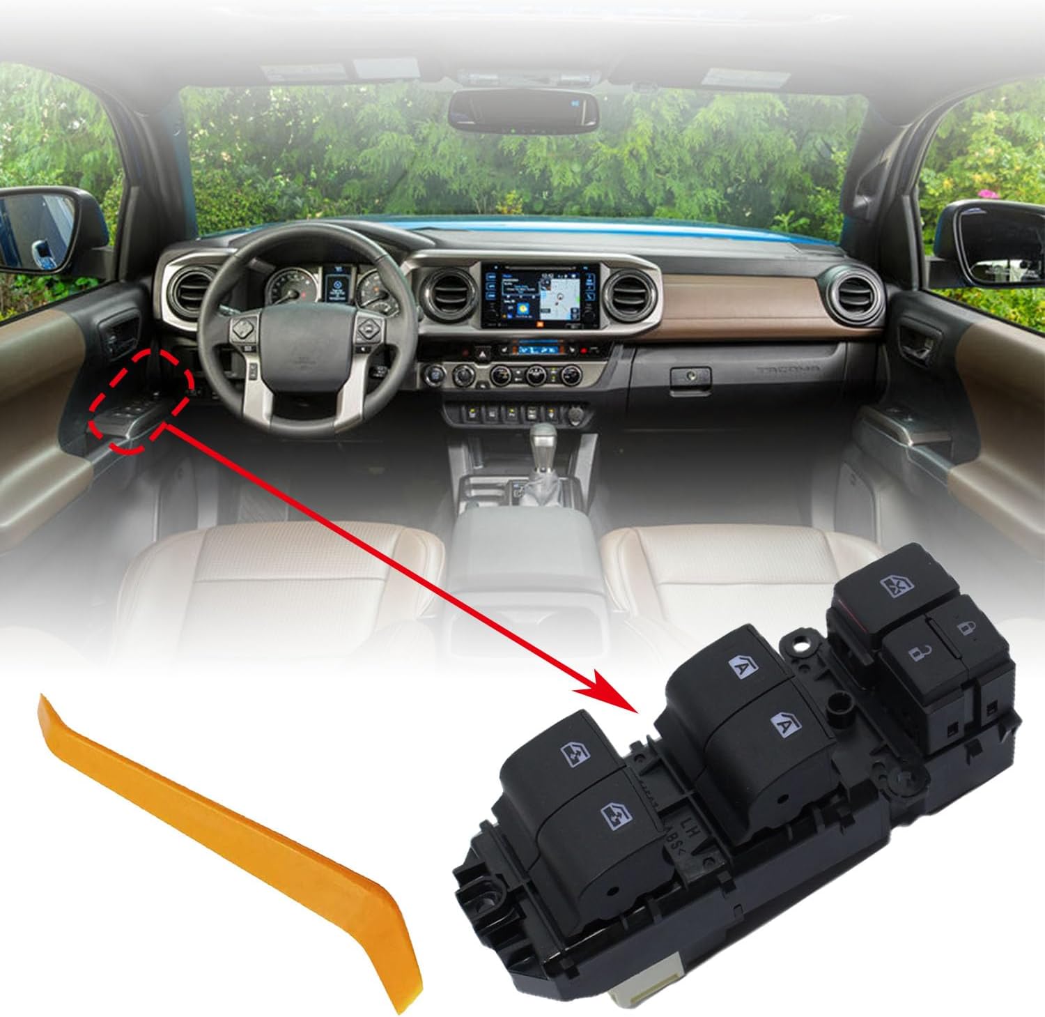 Power Window Master Control Switch Button Compatible with Toyota Tacoma 2016-2022 Replace OEM 84820-0E020 for Front Left Driver Side Power Window Switch Fit for Highlander 2014-2019