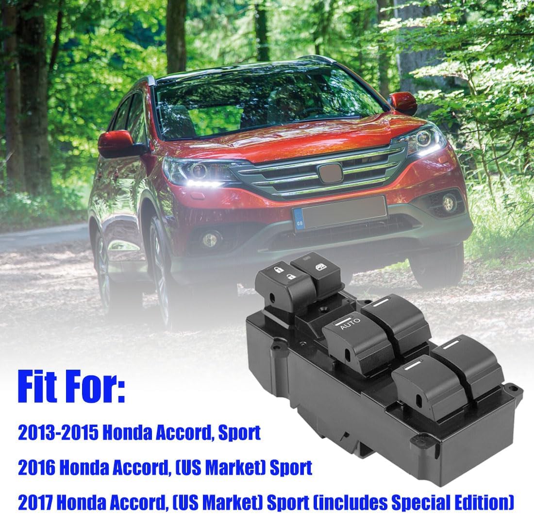 Front Left Driver Side Master Window Switch Replacement for Honda Accord Sport 2013-2017 Replace OE 35750T2AA91 | Fit for 2013-2017 Accord Sport 35750-T2A-A91 Power Window Master Switch Buttons