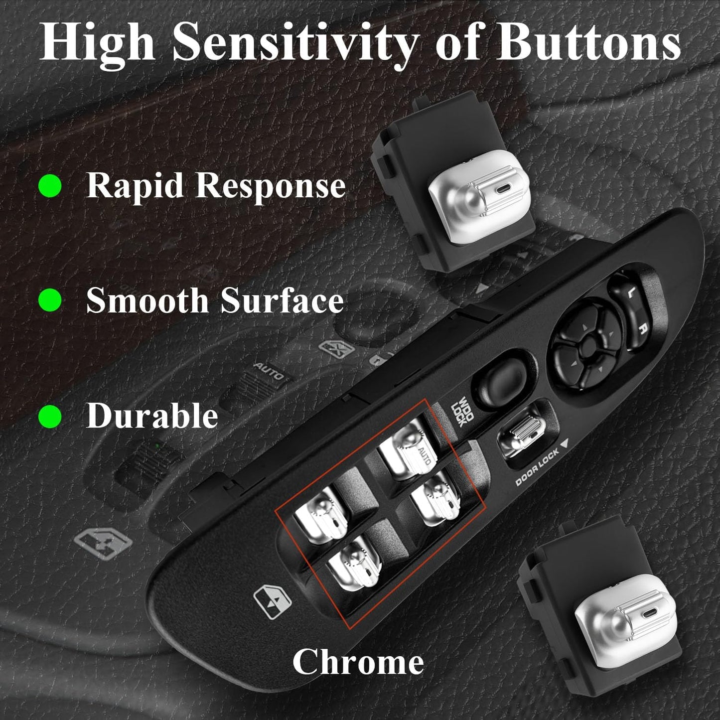 Driver Side Master Control Window Switch & 2 Pcs Passengers Side & Black Bezel Fit for 2002-2009 Dodge Ram 1500 2500 3500 Power Window Switch Door Lock Replace OE 56007695AC 56007695AB