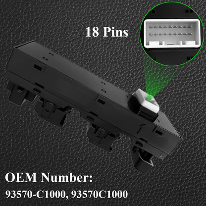 Front Left Driver Side Power Window Master Switch Fit for Hyundai Sonata 2015 2016 2017 2018 2019 Replace OEM 93570-C1000 for Power Window Control Switch Button Compatible for 2015-2019 Hyundai Sonata